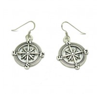 E000629 Dangling sterling silver earrings solid 925 Compass Empress